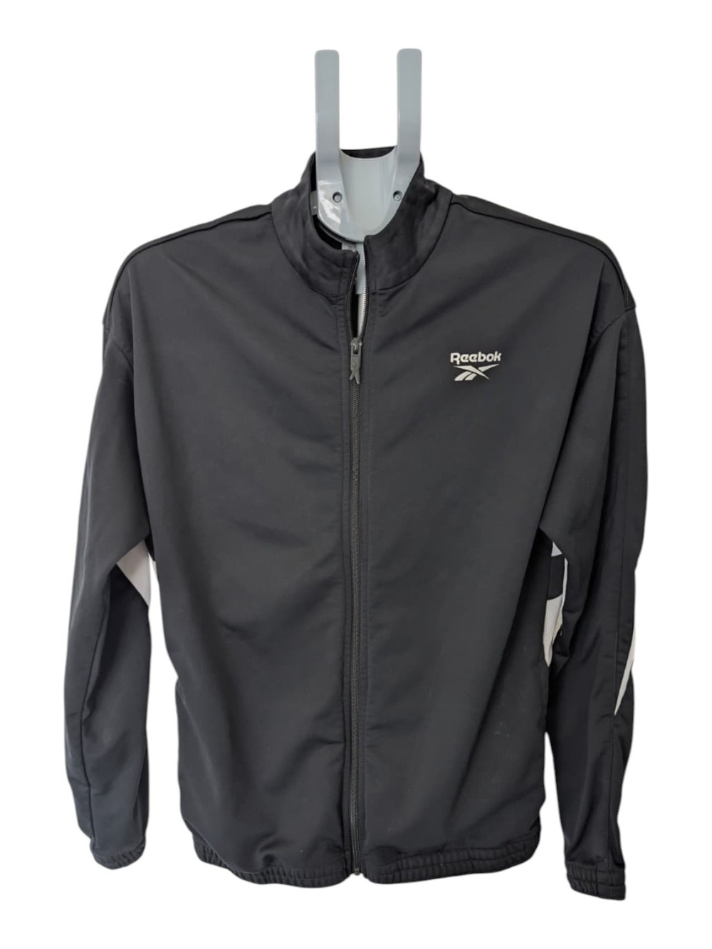 Reebok Men's Black Performance Zip-Up Jacket with White Accents